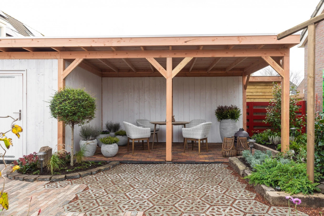 Douglas overkapping, 500 x 250, met achterwand, Westwood Comfort Zwart - Afbeelding 2